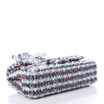 Chanel Tweed Medium Double Flap White Blue Navy Red 4 of 9