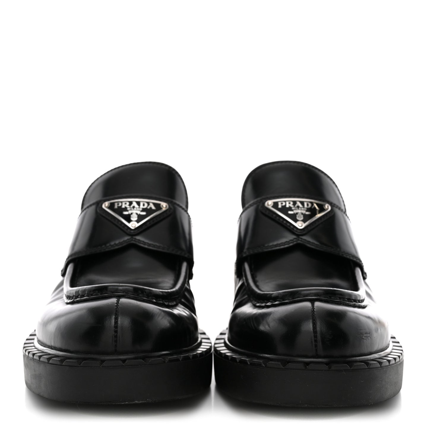 Spazzolato Metal Triangle Logo 50mm Loafers 36.5 Black