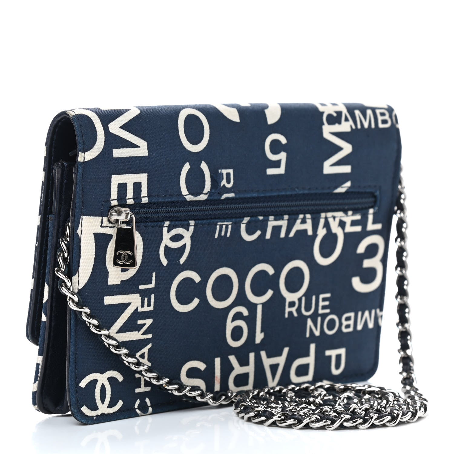 Chanel Denim Coco Wallet On Chain WOC Blue 3 of 12