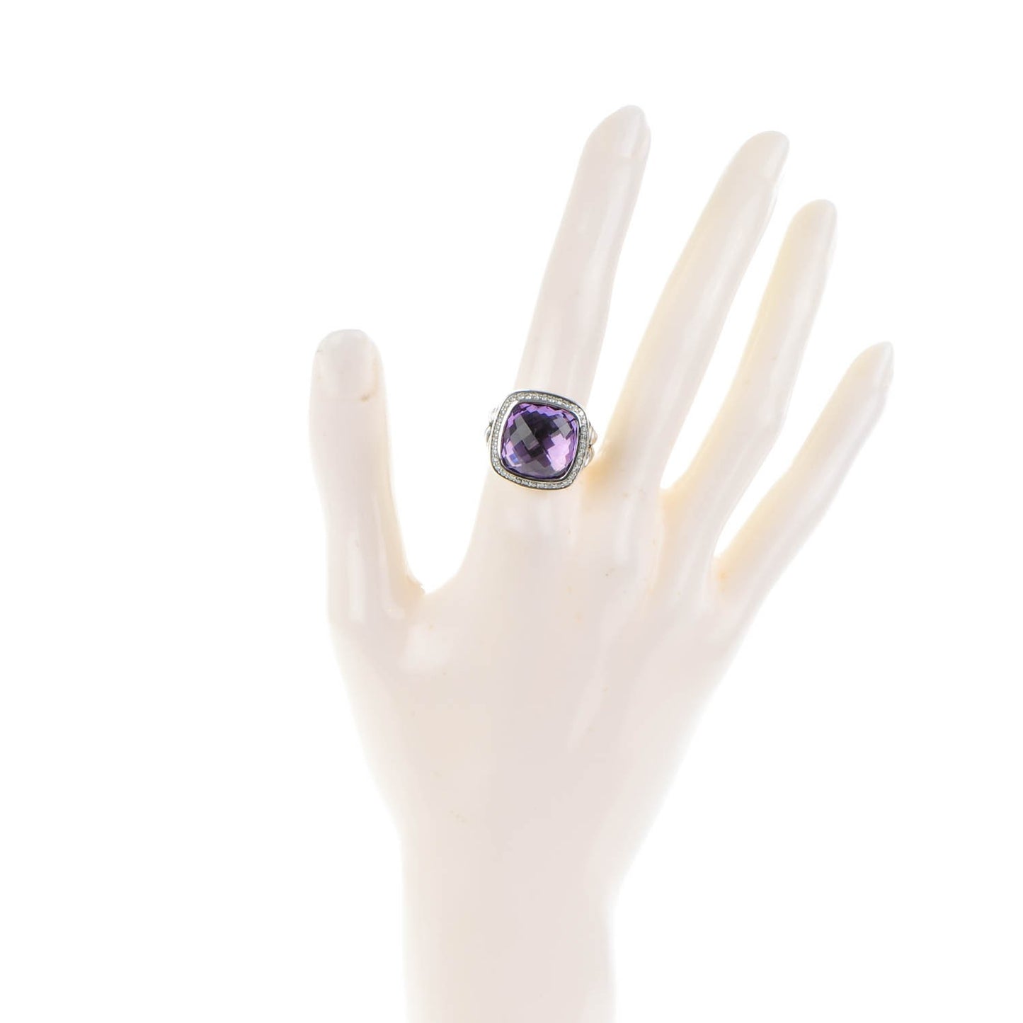 Sterling Silver Diamond Amethyst 14mm Albion Ring 55 7.25