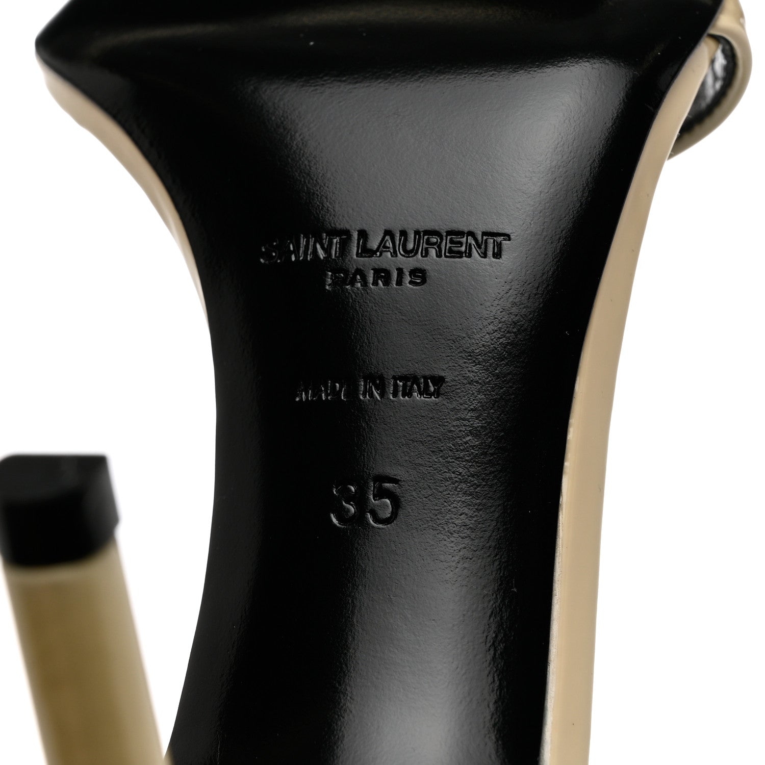 Saint Laurent Patent Calfskin Amber 85 Ankle Strap Sandals 35 Neutro 8 of 8