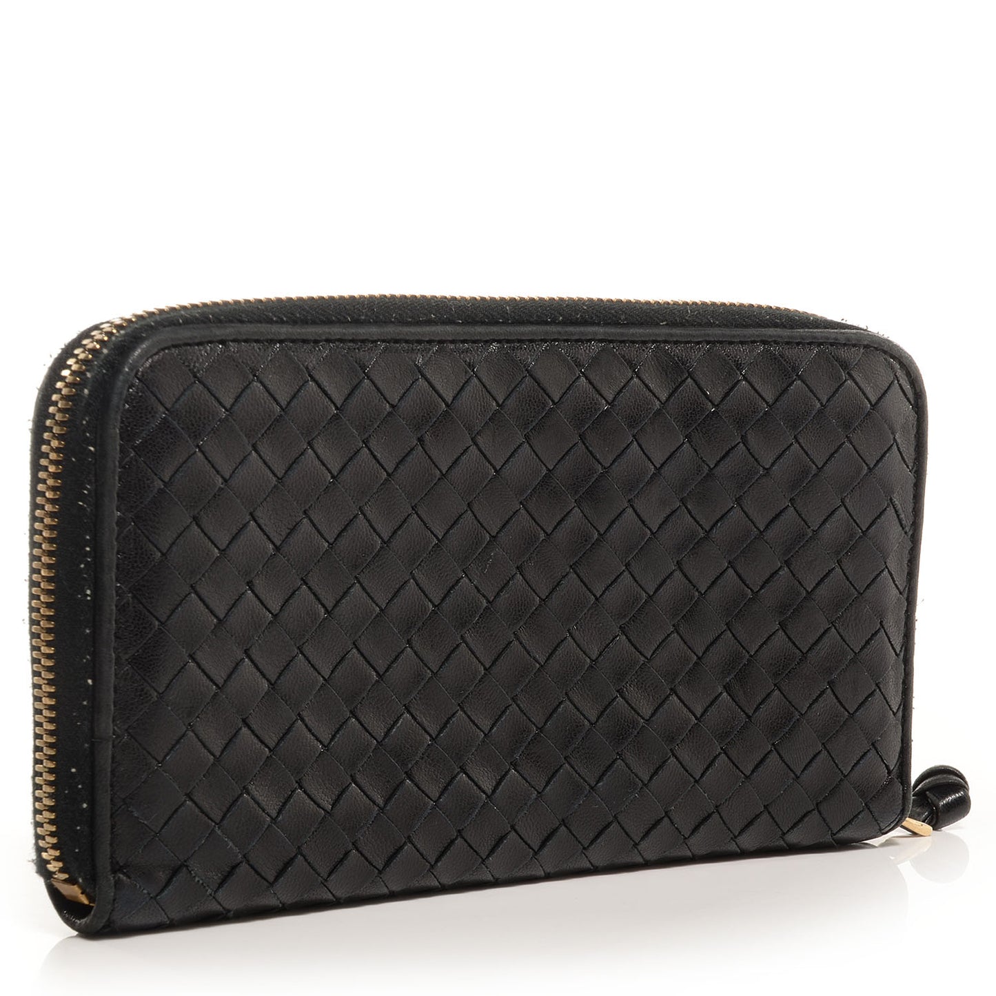 Nappa Intrecciato Zip Around Wallet Black