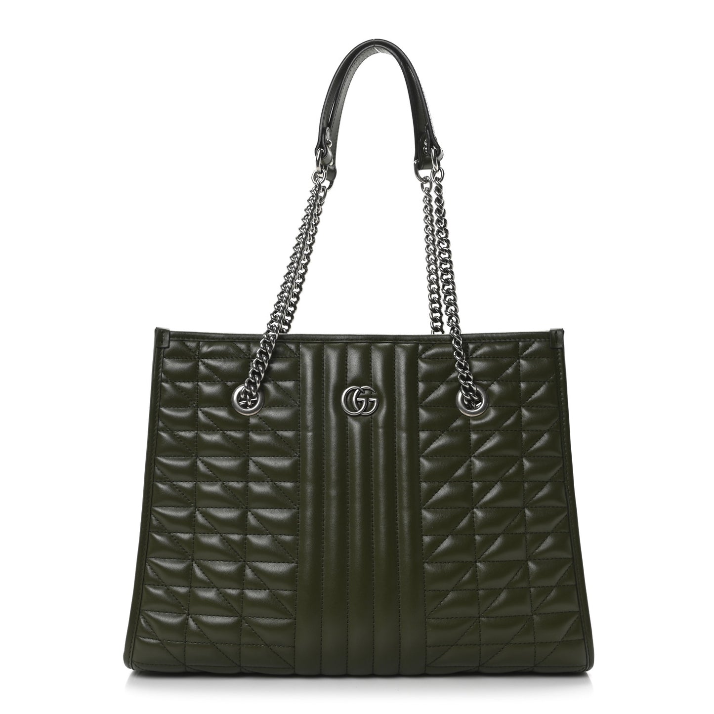 Calfskin Matelasse Aria Medium GG Marmont Shoulder Tote Military Wood