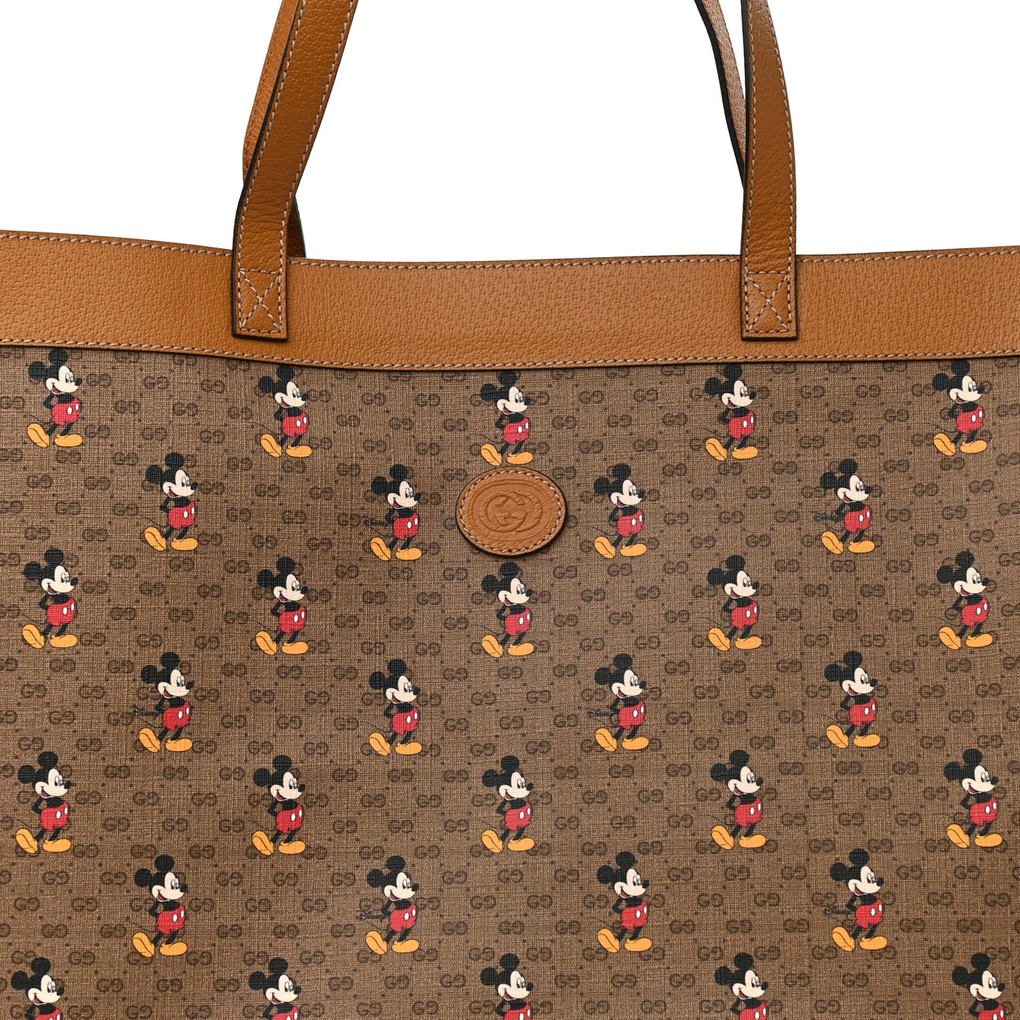 X DISNEY Mini Vintage GG Supreme Monogram Mickey Mouse Large Shopping Tote Beige Vintage Sun Oil