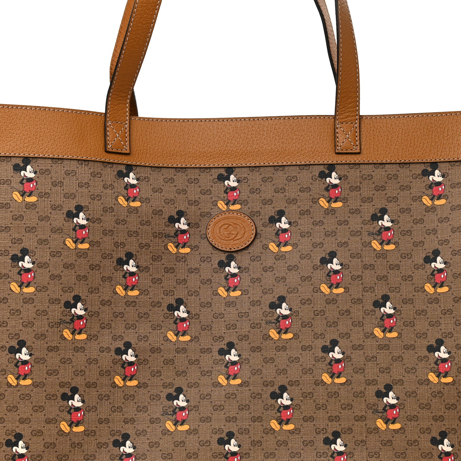Gucci X DISNEY Mini Vintage GG Supreme Monogram Mickey Mouse Large Shopping Tote Beige Vintage Sun Oil 8 of 10