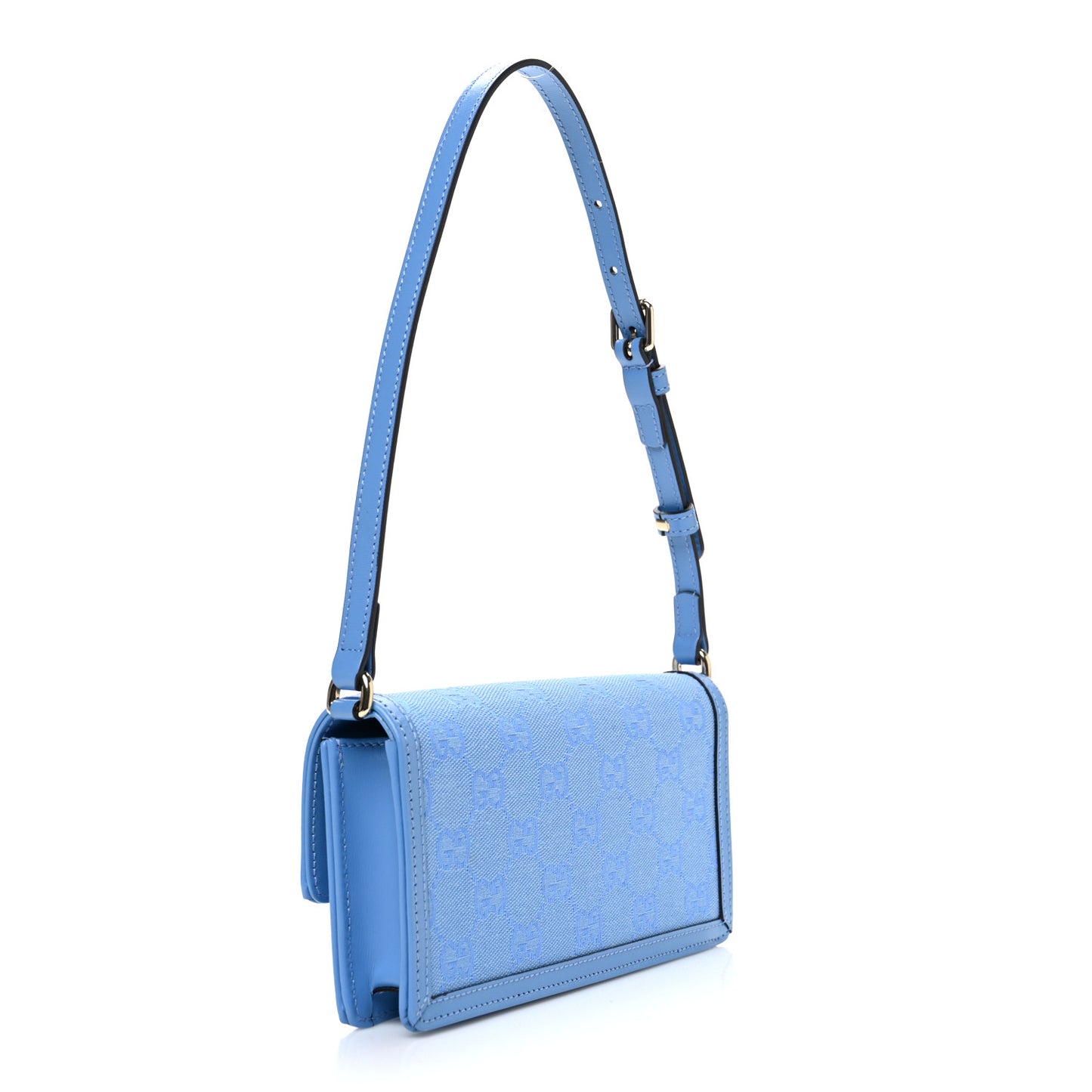 GG Monogram Scratch Lux Calfskin Mini Luce Shoulder Bag Blue