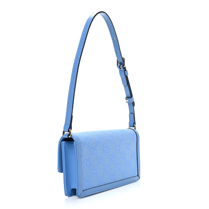 Gucci GG Monogram Scratch Lux Calfskin Mini Luce Shoulder Bag Blue 3 of 11