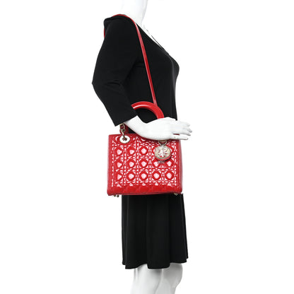 Christian Dior Patent Cannage Medium Lady Dior Red 2 of 12