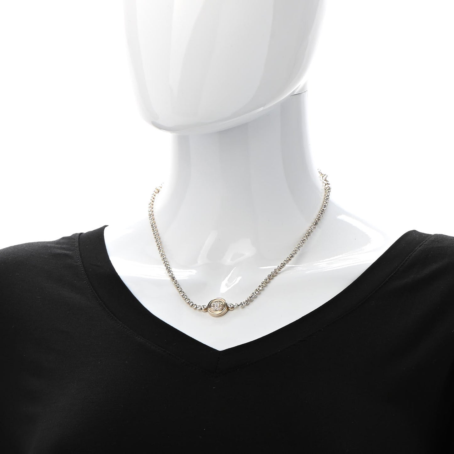 Crystal CC Chain Short Necklace Gold