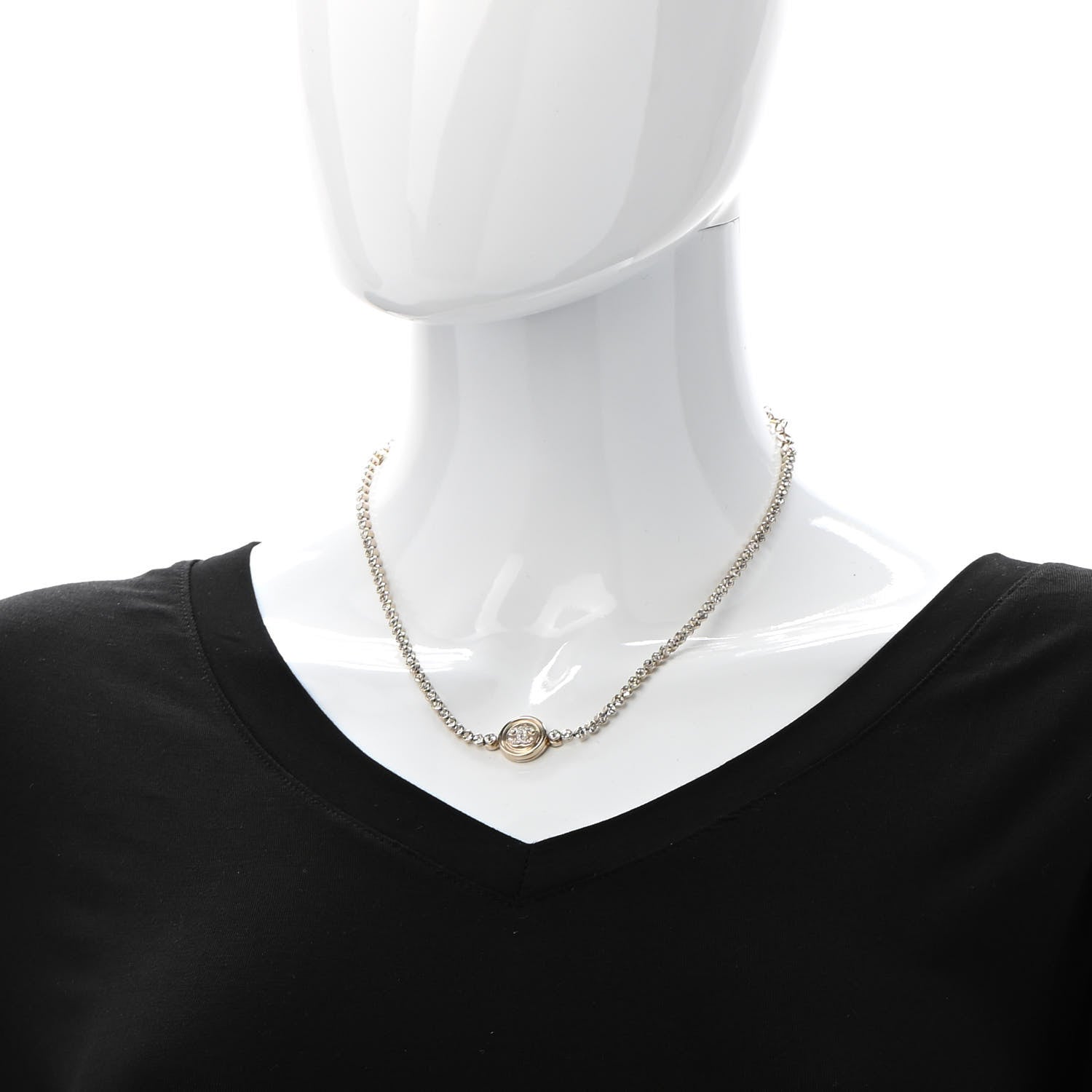 Chanel Crystal CC Chain Short Necklace Gold 2 of 7