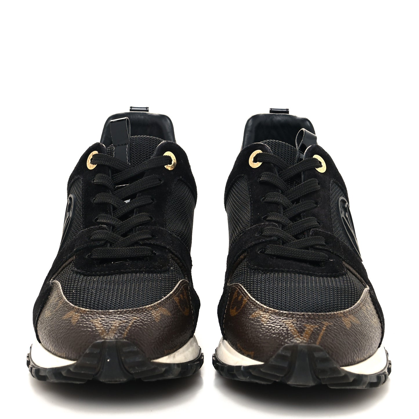 Suede Monogram Run Away Sneakers 37.5 Black