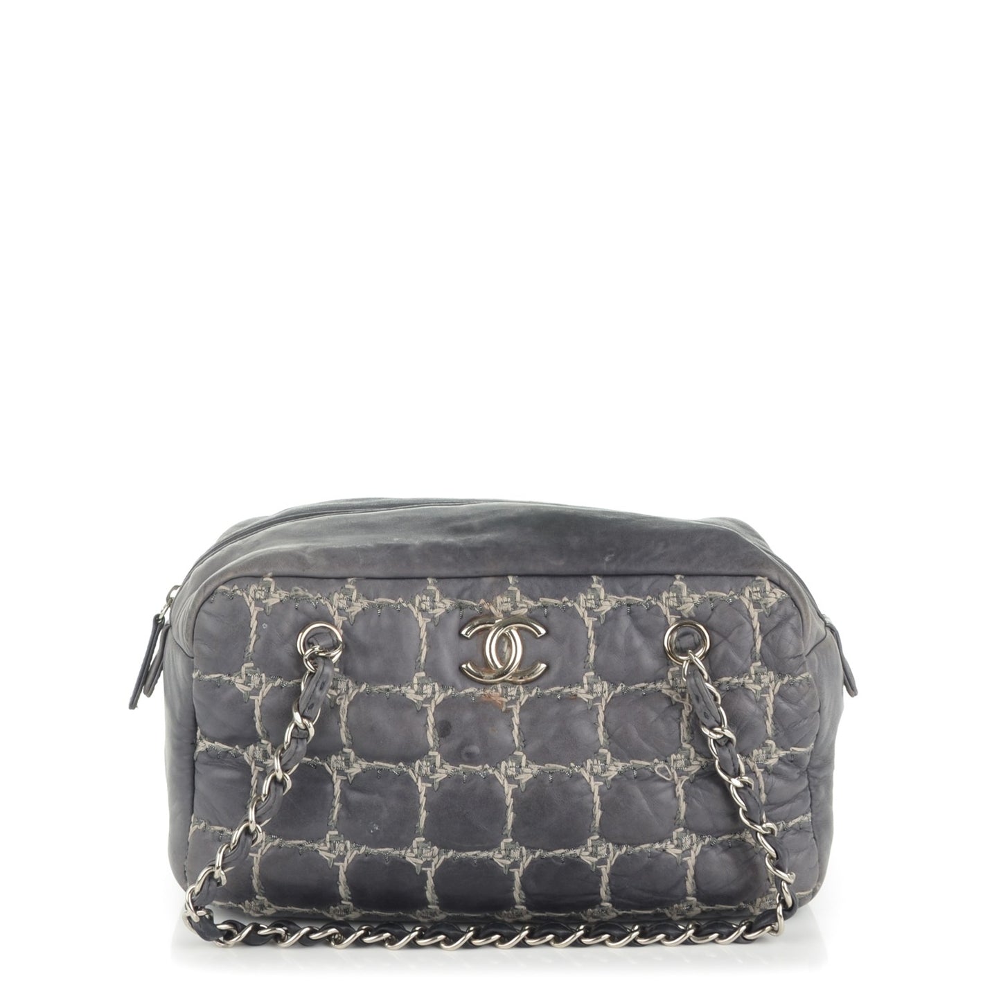 Lambskin Tweed Double Stitch Bowler Grey