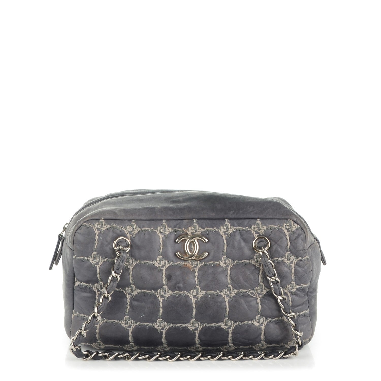 Chanel Lambskin Tweed Double Stitch Bowler Grey 1 of 10