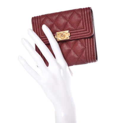 Chanel Caviar Quilted Compact Boy Wallet Burgundy 2 of 9