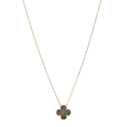 Van Cleef & Arpels 18K Rose Gold Gray Mother of Pearl Vintage Alhambra Pendant Necklace 1 of 6