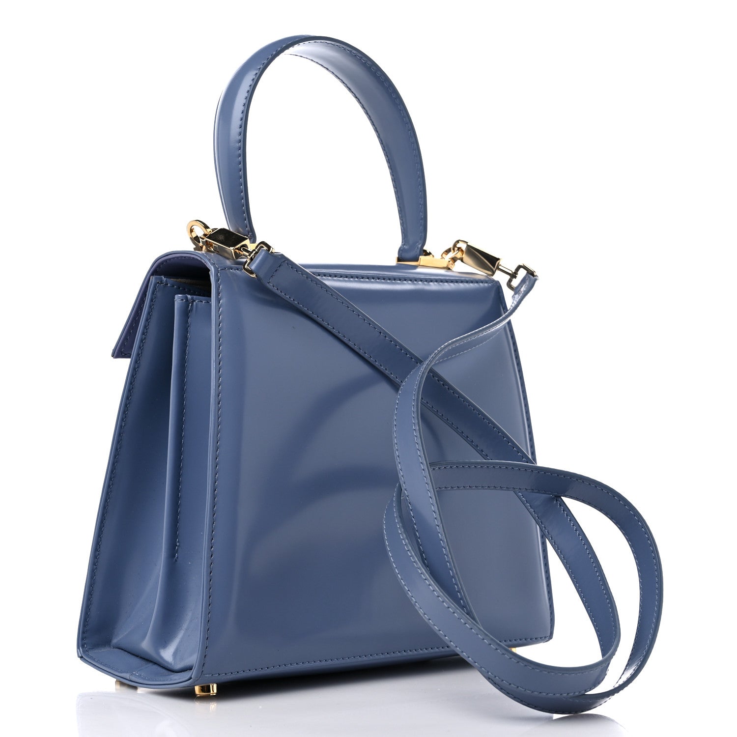 Salvatore Ferragamo Brushed Off Calfskin Small Iconic Top Handle Bag Light Blue 3 of 10