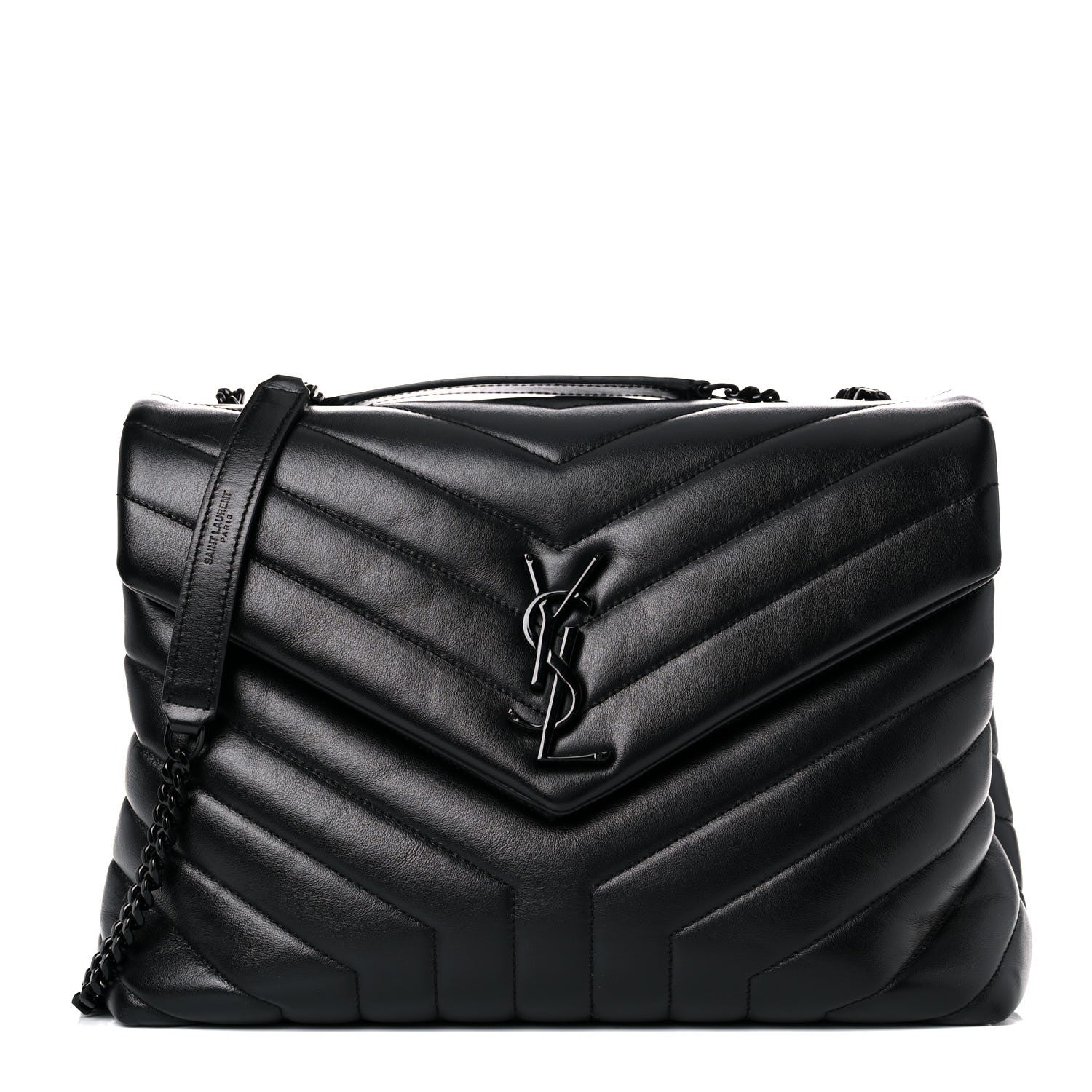 Saint Laurent Calfskin Y Quilted Monogram Medium Loulou Chain Satchel Black 1 of 12