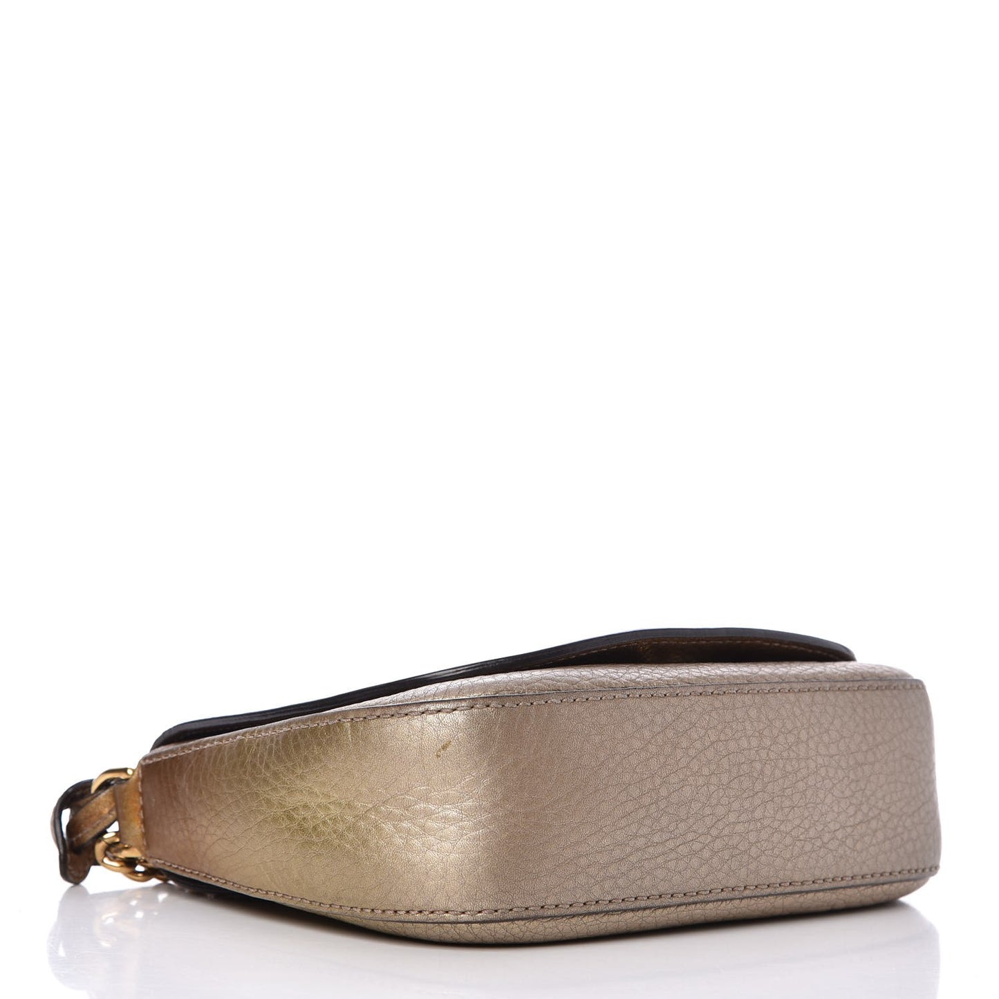 Metallic Pebbled Calfskin Small Soho Flap Crossbody Gold Ombre