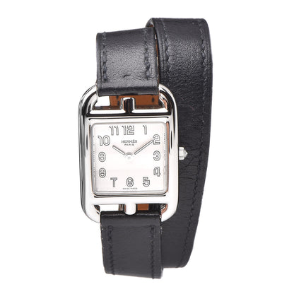 Hermes Stainless Steel Barenia 23mm Cape Cod Double Tour Quartz Watch Noir 1 of 13