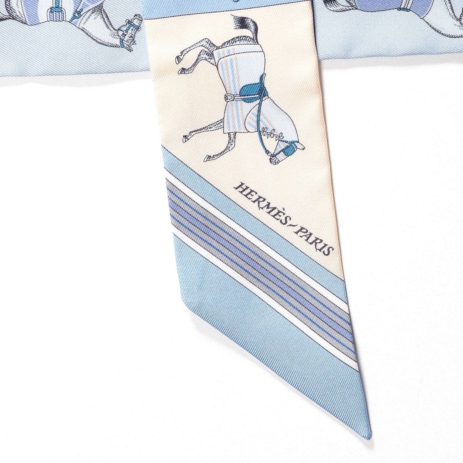 Hermes Silk Couvertures Nouvelles Twilly Ciel Marine Sable 4 of 4