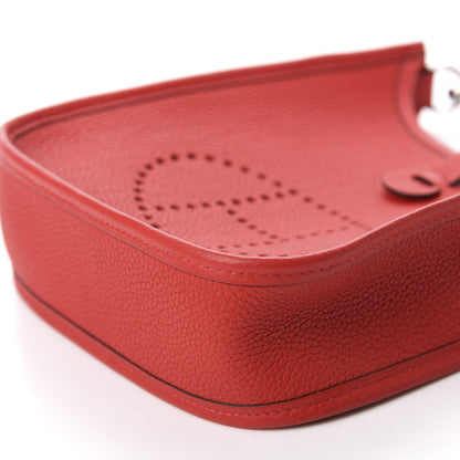 Hermes Taurillon Clemence Evelyne TPM Rouge De Coeur Bleu Du Nord 7 of 11