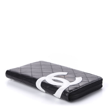 Chanel Calfskin Cambon Zip Around Organizer Wallet Black White 4 of 17