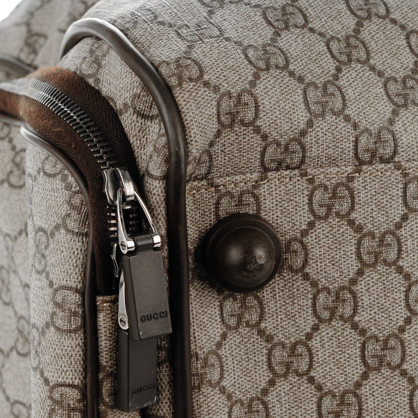 GG Supreme Monogram Interlocking G Duffle Bag Dark Brown