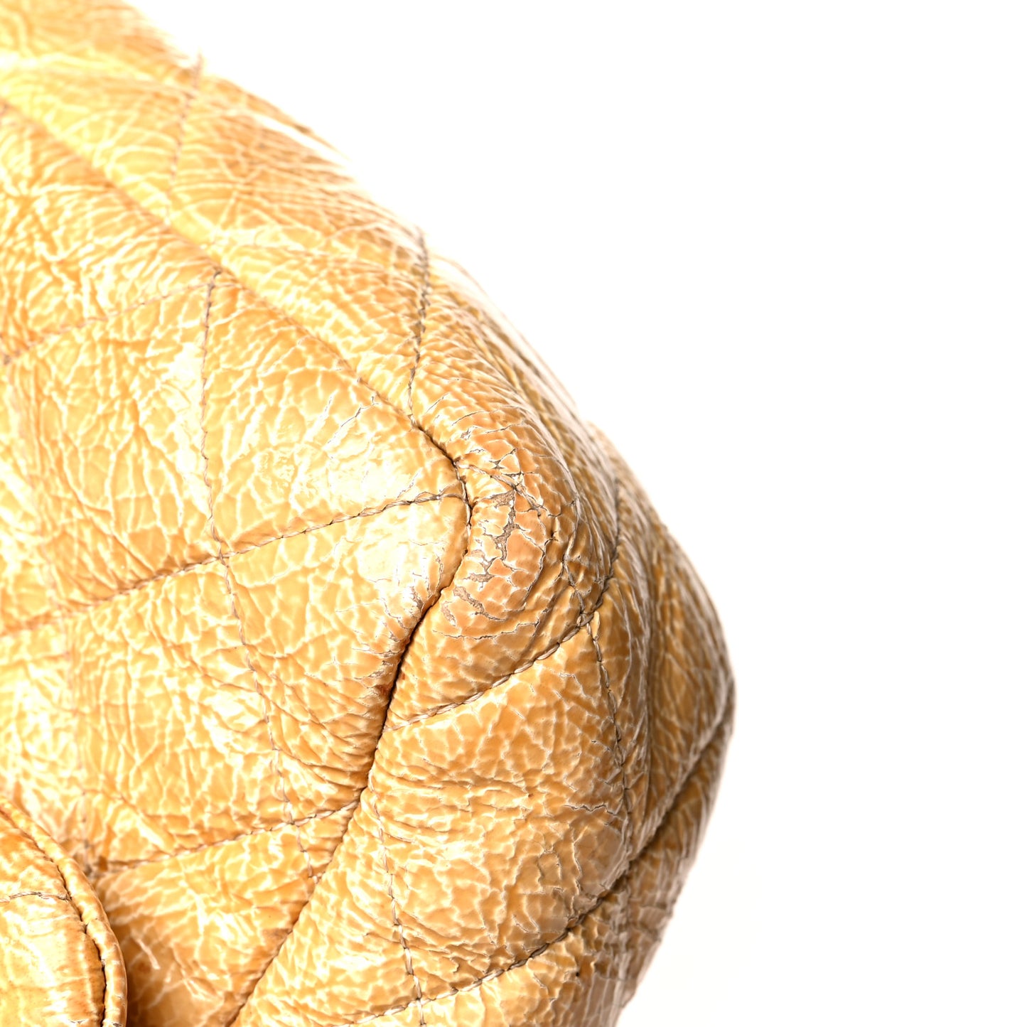 Crinkled Patent Quilted Jumbo Single Flap Light Beige