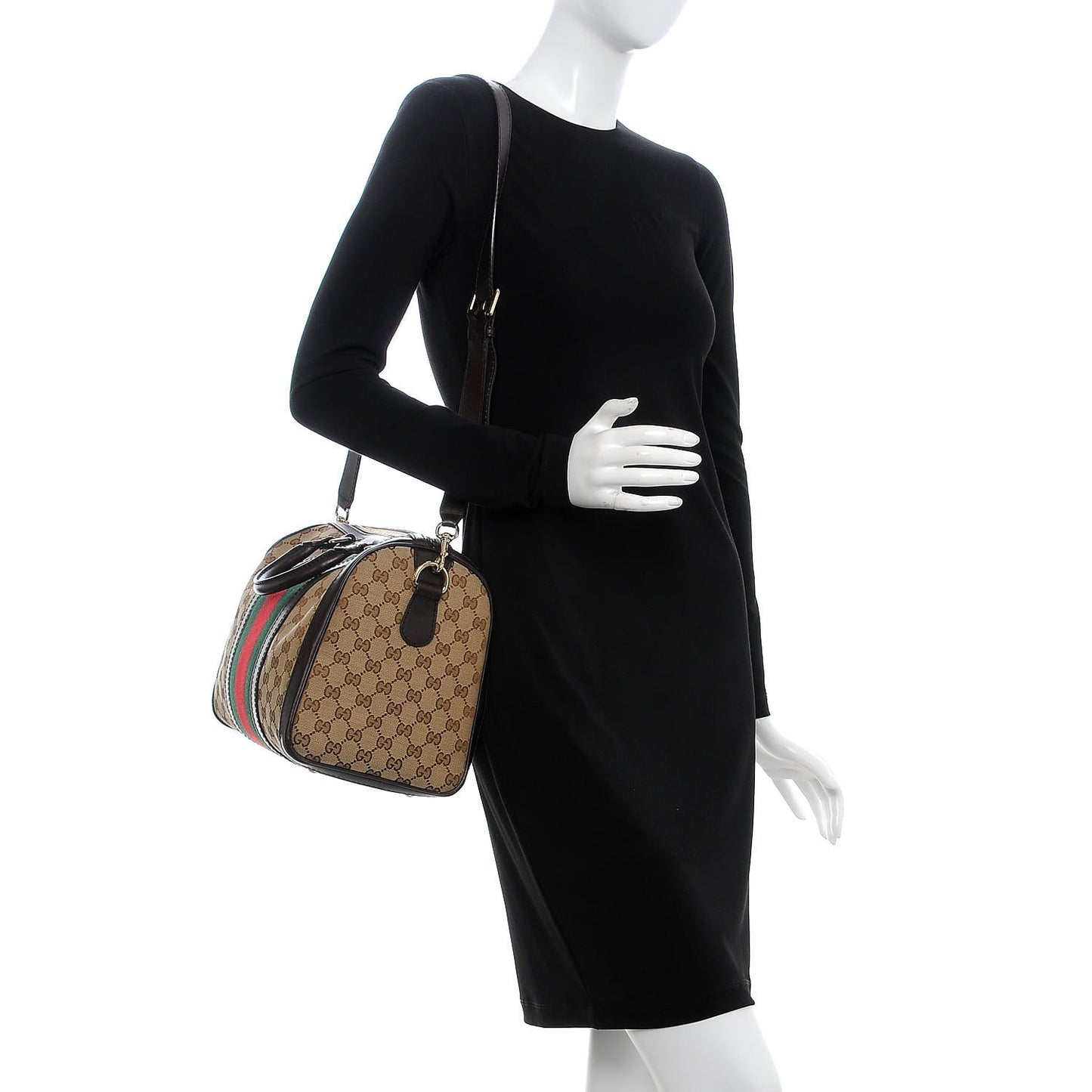 Monogram Vintage Web Medium Boston Dark Brown