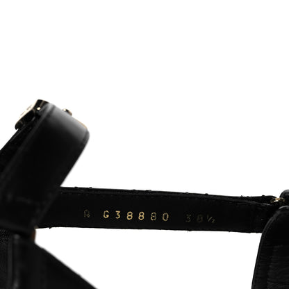 Chanel Lambskin Patent Logo Platform Sandals 38.5 Black 8 of 8