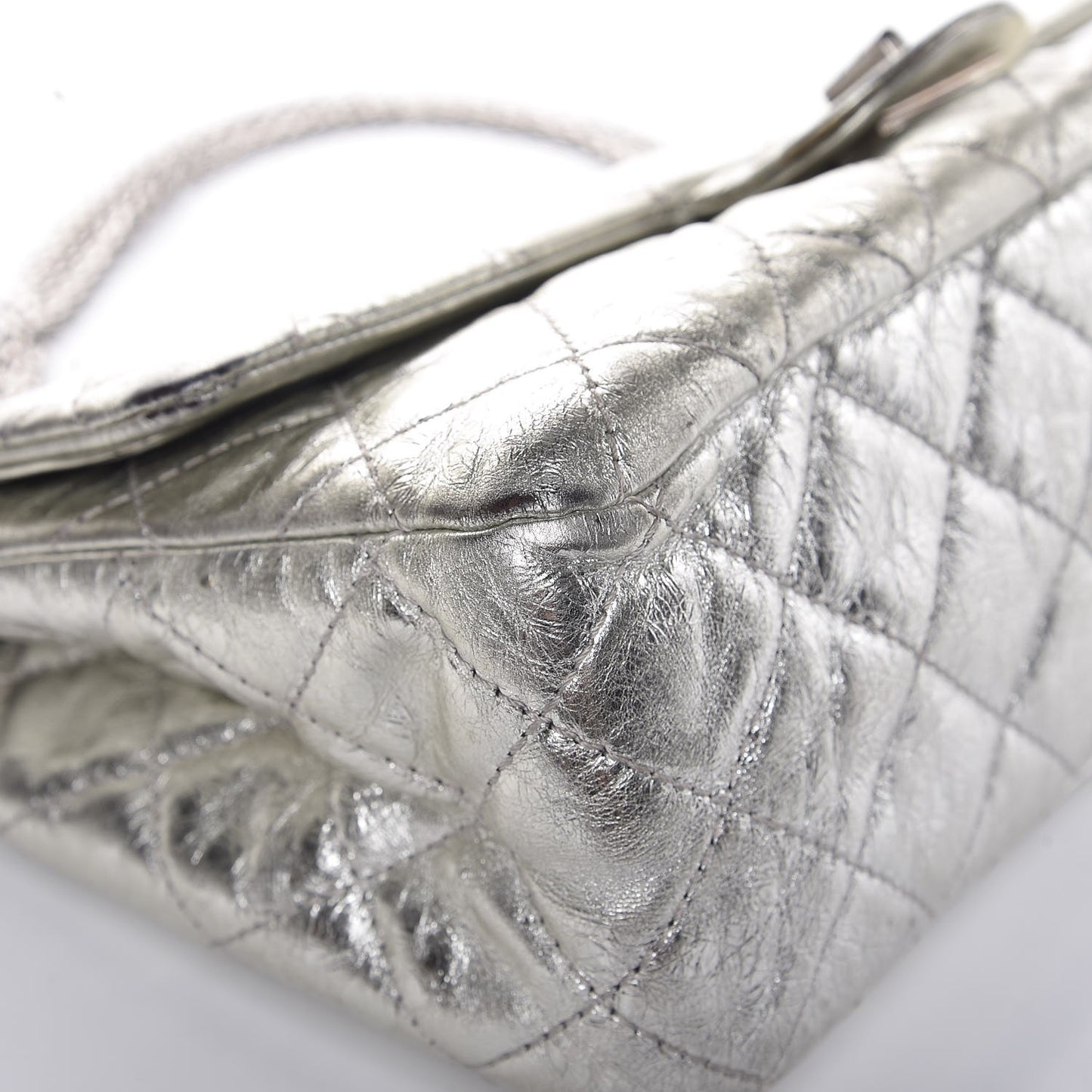 Metallic Aged Calfskin Quilted 2.55 Reissue 227 Flap Silver