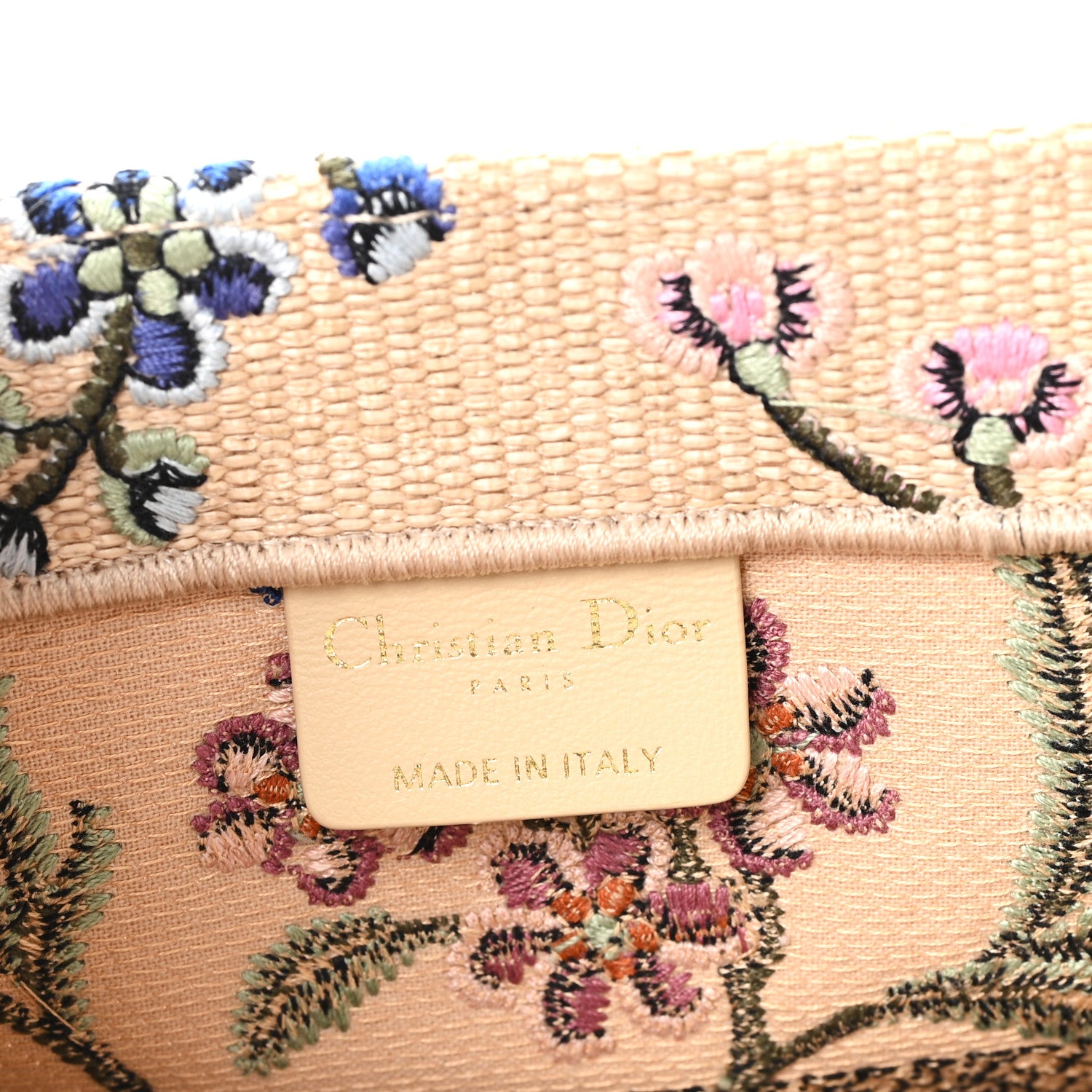 Christian Dior Raffia Embroidered Petites Fleurs Medium Book Tote Natural 6 of 13