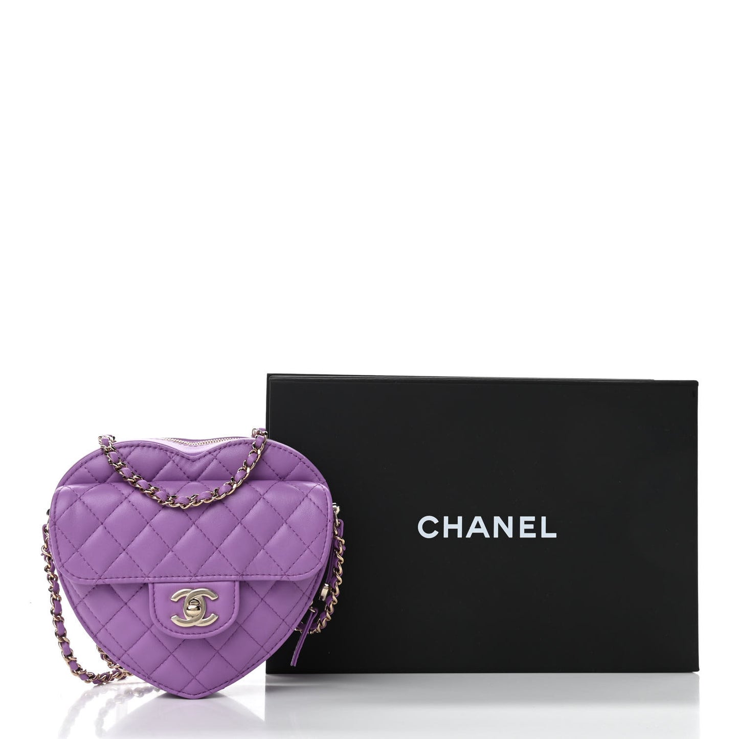 Lambskin Quilted CC In Love Heart Bag Purple