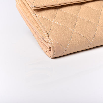 Chanel Caviar Quilted Long Flap Wallet Beige 10 of 14