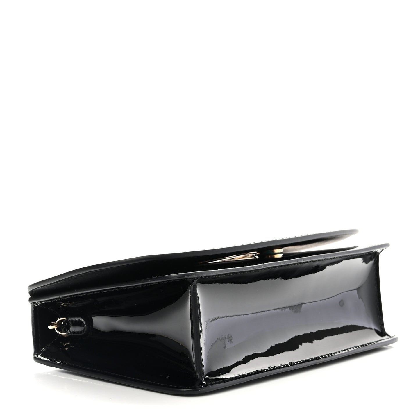 Patent Calfskin Mini Vela Flap Bag Black