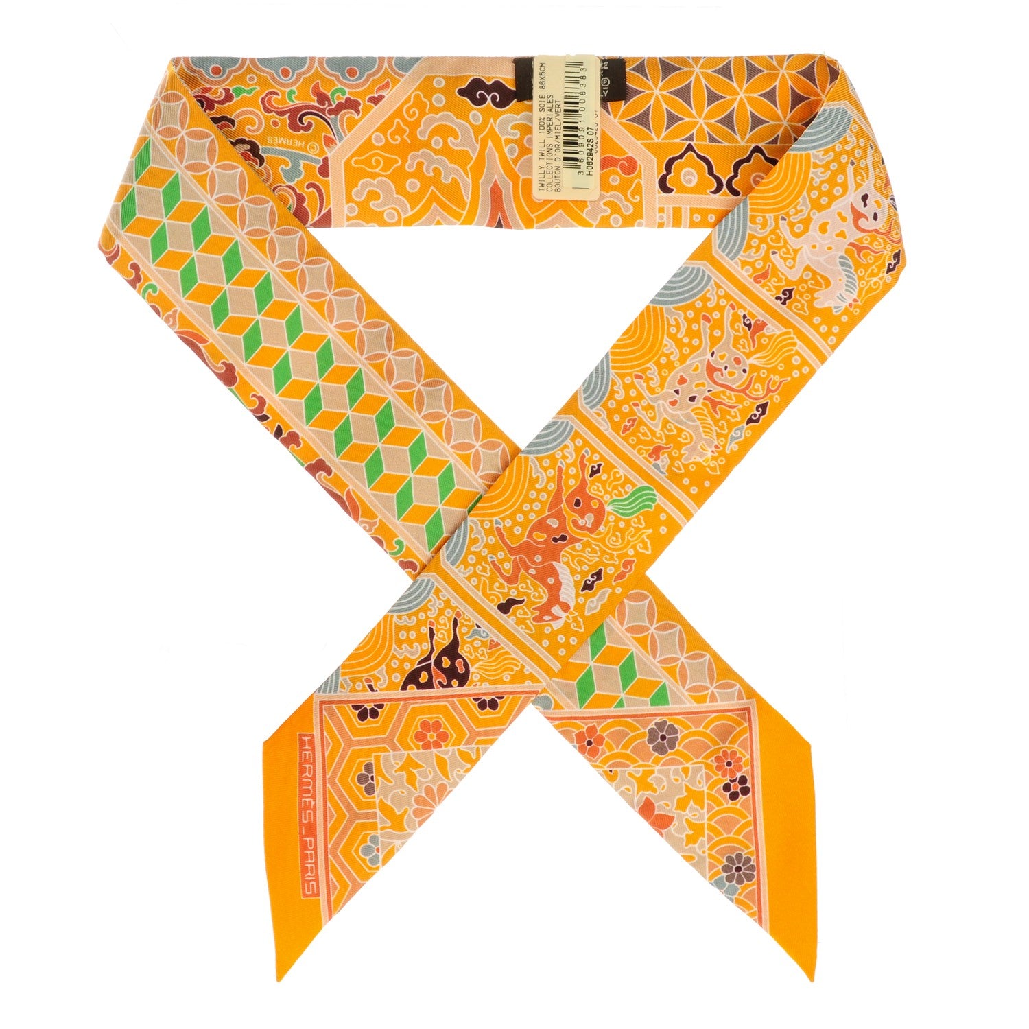 Hermes Silk Collections Imperiales Twilly Bouton D'Or Miel Vert 1 of 5