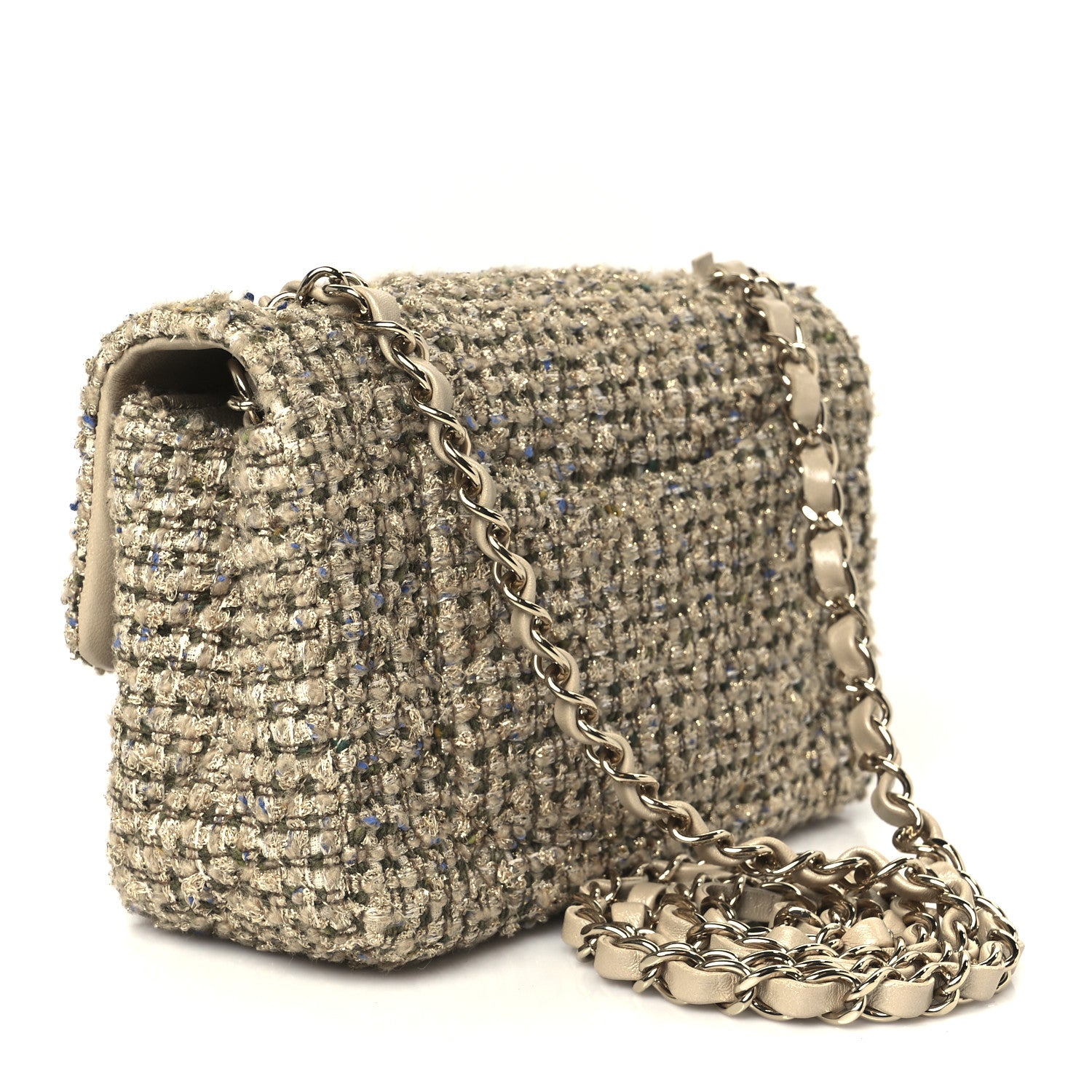 Chanel Tweed Quilted Mini Rectangular Flap Beige 2 of 10