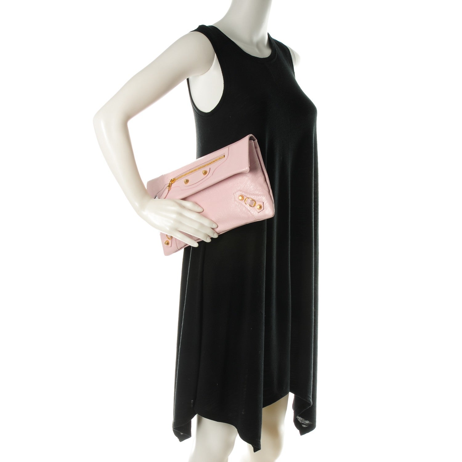 Balenciaga Agneau Giant 12 Gold Hardware Envelope Clutch Rose Poudre 2 of 7