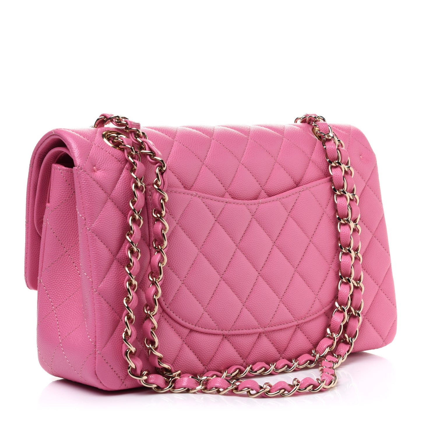 Caviar Quilted Medium Double Flap Pink