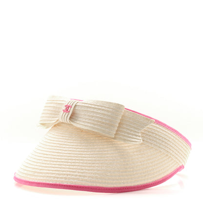 Chanel Straw Grosgrain Visor M White Pink 1 of 8