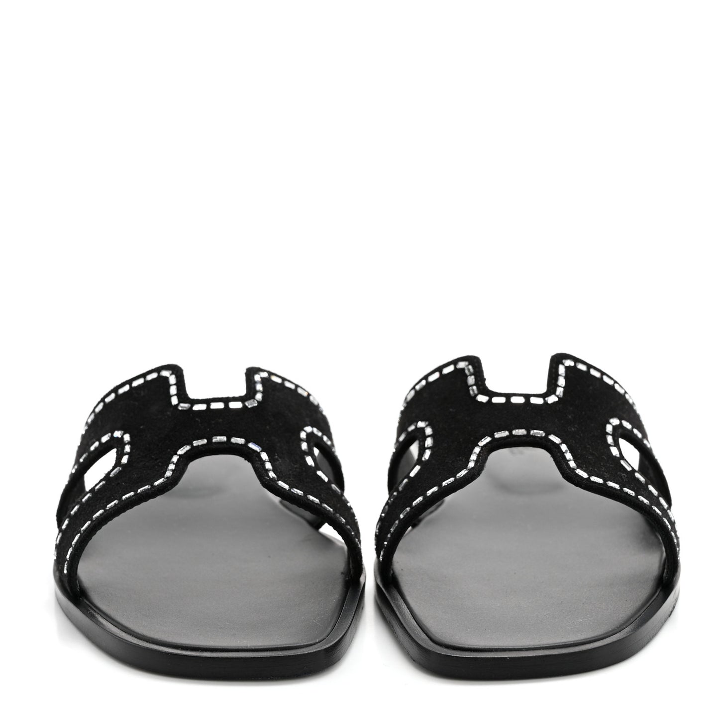 Suede Goatskin Crystal Embellished Oran Sandals 36.5 Black