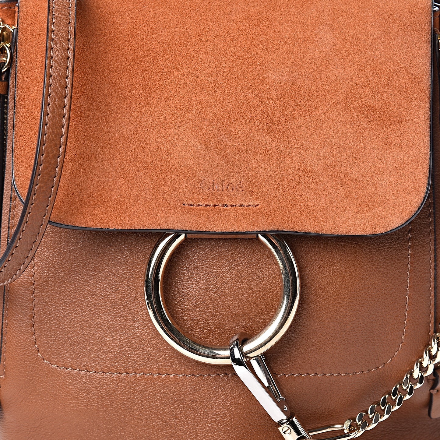Suede Calfskin Medium Faye Backpack Tan