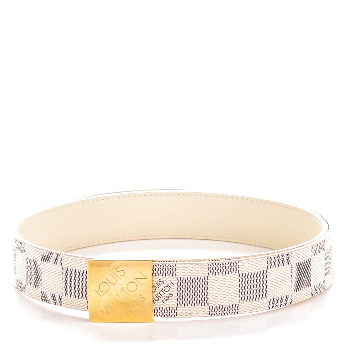 Damier Azur LV Paris Buckle Belt 80 32 Gold