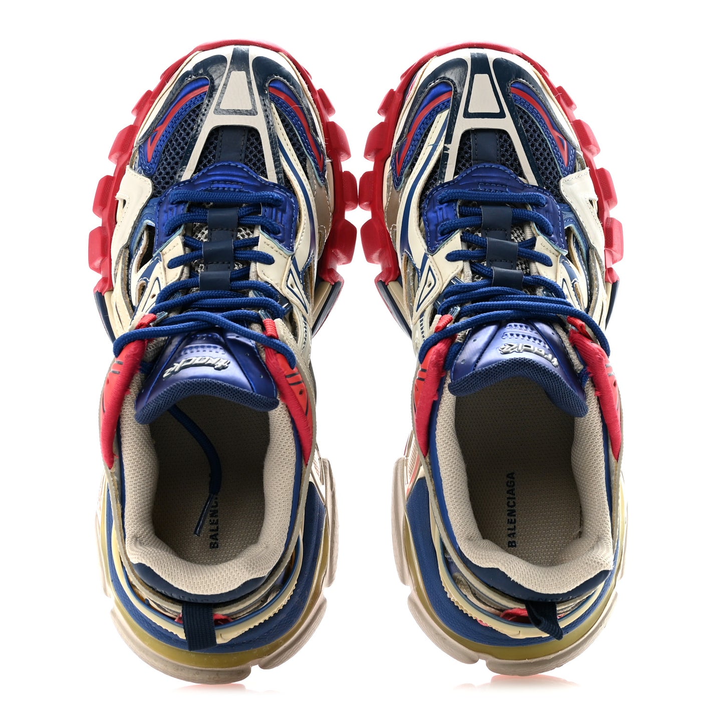 Rubber Mesh Bi-Color Womens Track.2 Open Sneakers 39 Beige Blue Red