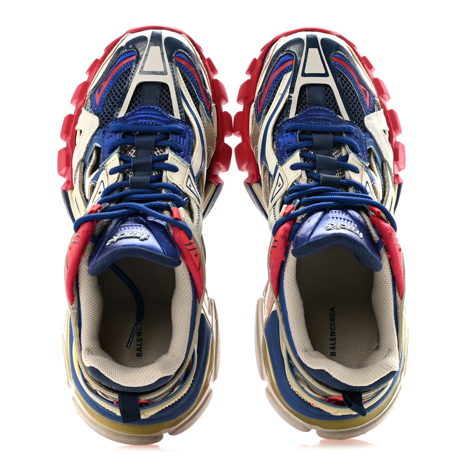 Balenciaga Rubber Mesh Bi-Color Womens Track.2 Open Sneakers 39 Beige Blue Red 3 of 20