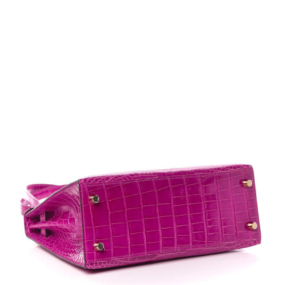 Hermes Shiny Alligator Kelly Sellier 25 Rose Scheherazade 5 of 37
