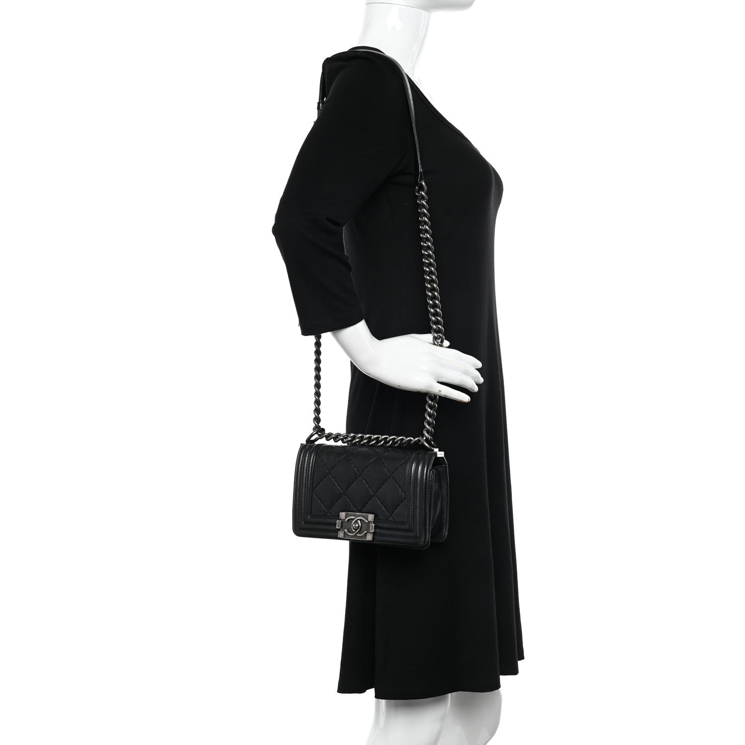 Chanel Calfskin Double Stitch Small Boy Flap Black 2 of 13