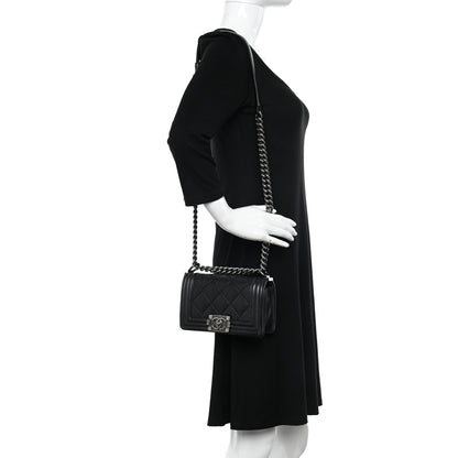 Chanel Calfskin Double Stitch Small Boy Flap Black 2 of 13