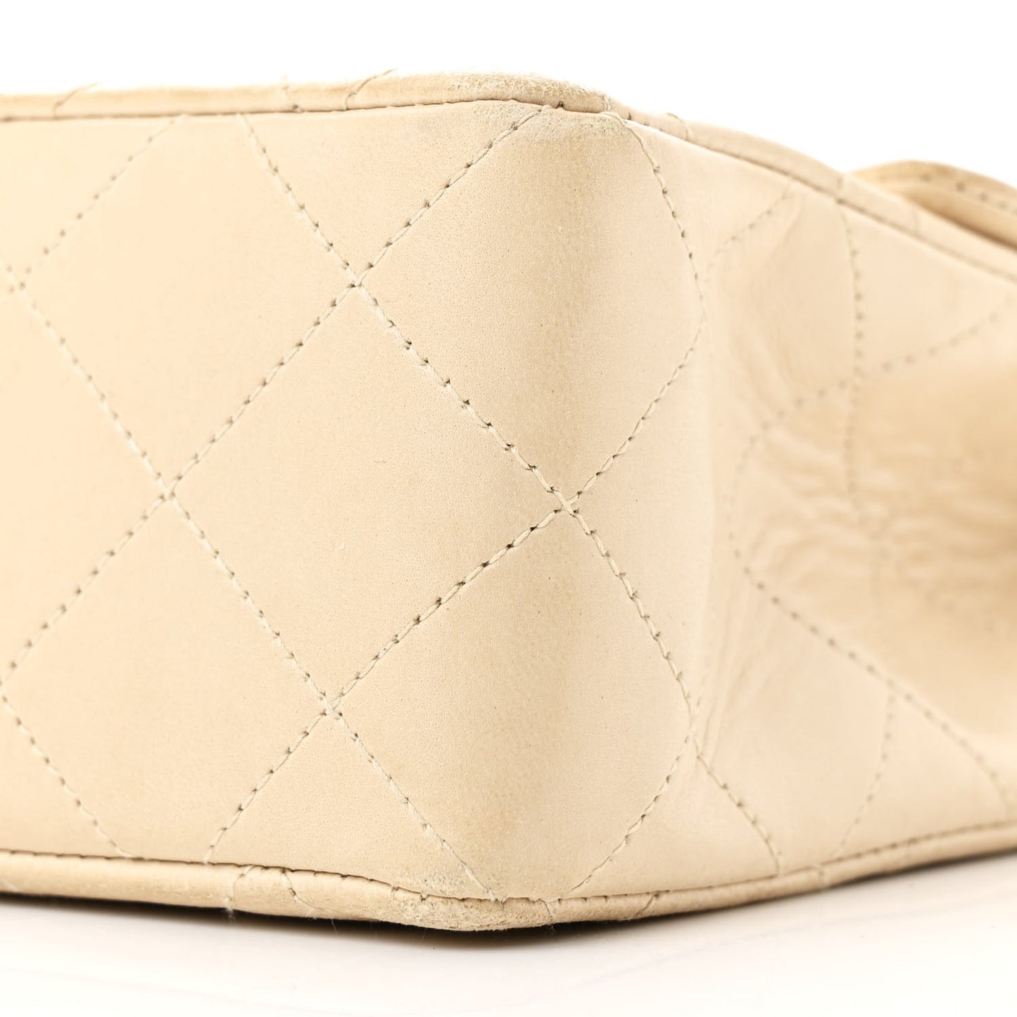 Lambskin Quilted Mini Square Flap Beige
