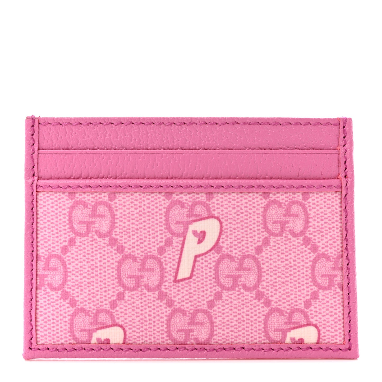 X PALACE GG Supreme Monogram Palace Textured Dollar Calfskin Card Holder Pink Pale Rose Palace